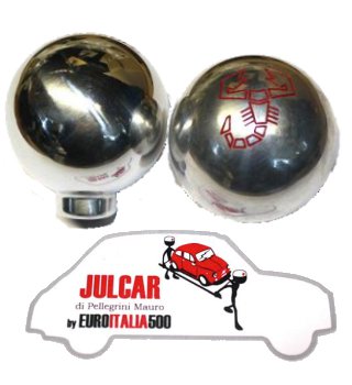 Pomello marce tondo cromato con scorpione tipo Abarth Fiat 500