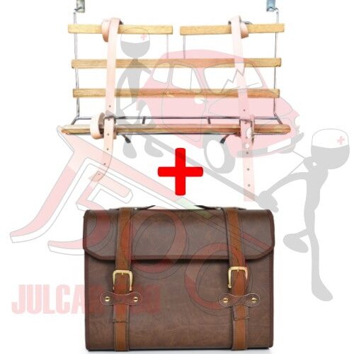 Kit Portapacchi verniciato a polvere con bacchette in legno + Valigia marrone Fiat 500
