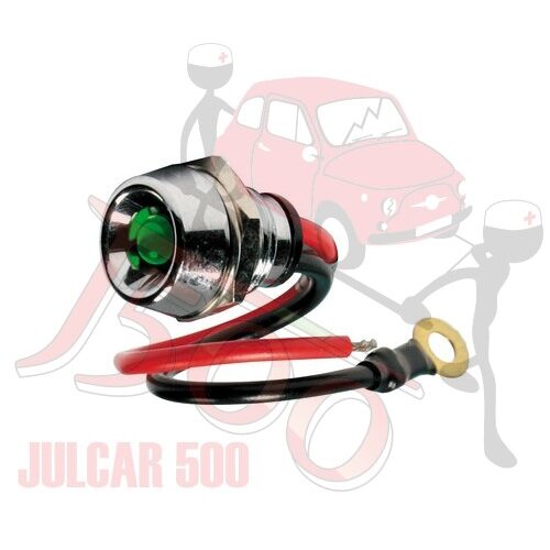 Spia verde a Led in ottone cromato 15A Fiat 500-126-600-Panda