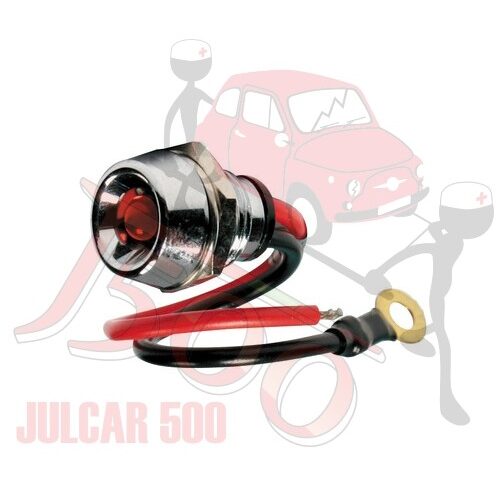 Spia rossa a Led in ottone cromato 15A Fiat 500-126-600-Panda