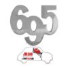 Scritta cromata 695 Abarth per cofano anteriore 11 x 8,5 cm