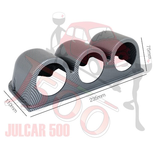Alternative view of Portastrumenti a 3 fori diametro 52 mm Carbon Look Fiat 500-126-600