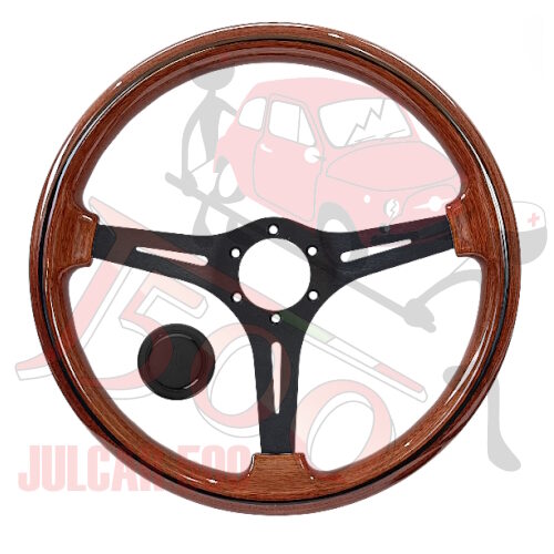Volante in mogano con razze nere mod. Prestige Ø 370 Fiat 500-126-600-Bianchina-Panda